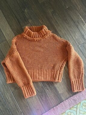 Free People Chunky Turtleneck Sweater - Burnt Orange